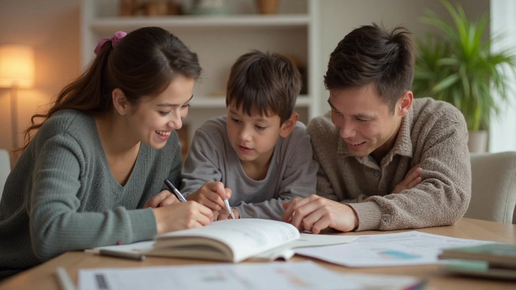 Молодая семья планирует финансы вместе за столом в комфортной домашней обстановке