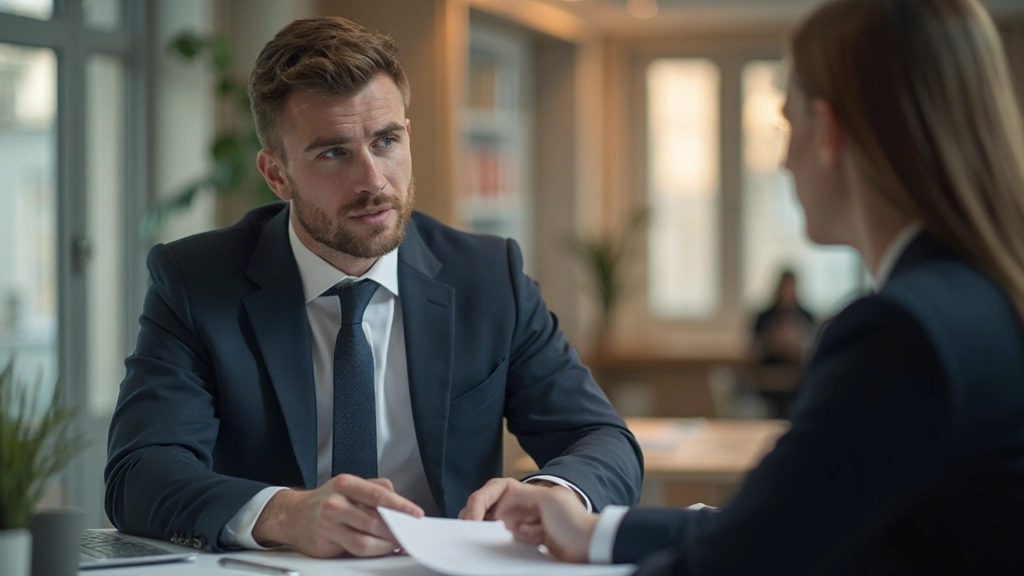 Фото финансового консультанта, обсуждающего стратегии накопления с клиентом в офисе