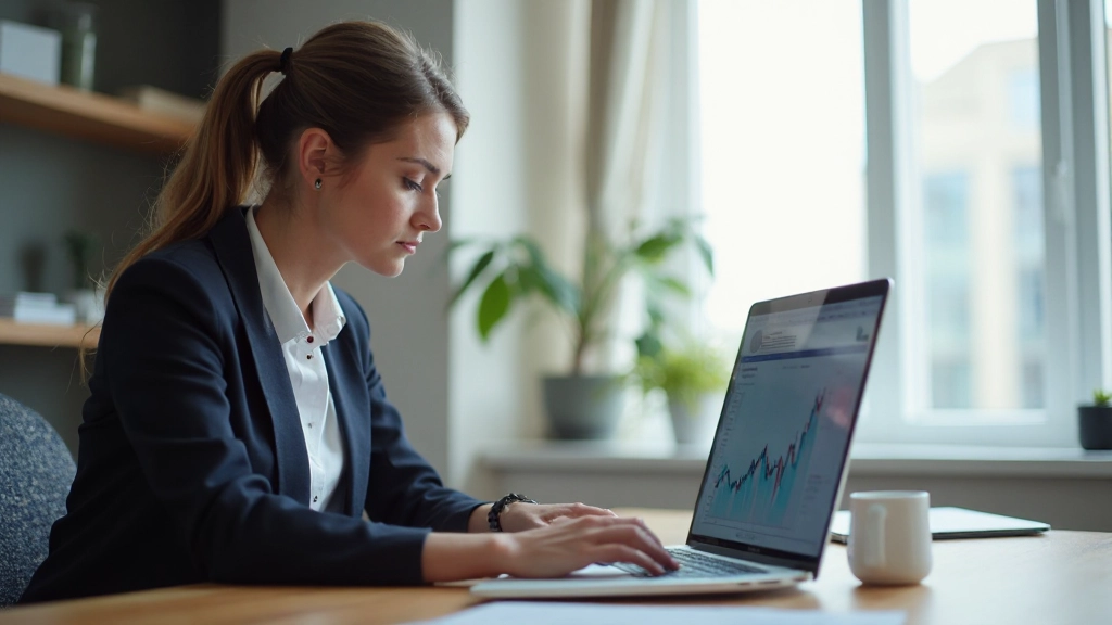 Женщина анализирует финансовые графики и диаграммы на экране компьютера
