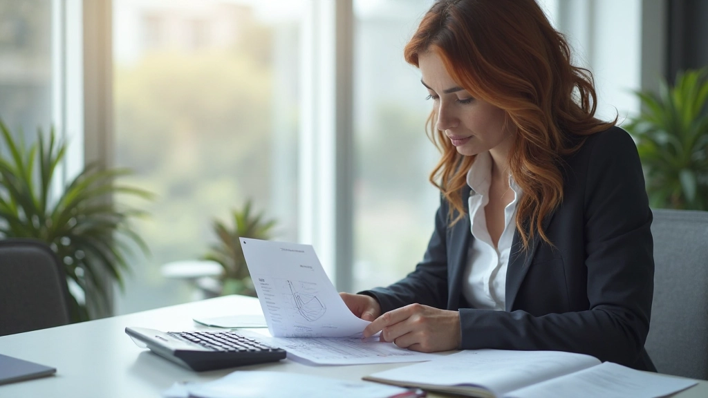 Профессиональное рабочее пространство с финансовыми документами и расчётами