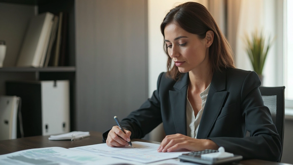 Расчетный калькулятор, блокнот и ручка для планирования финансов на столе