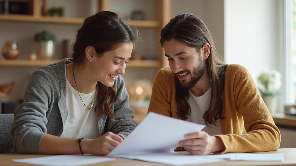Молодая семья обсуждает финансовые стратегии накопления